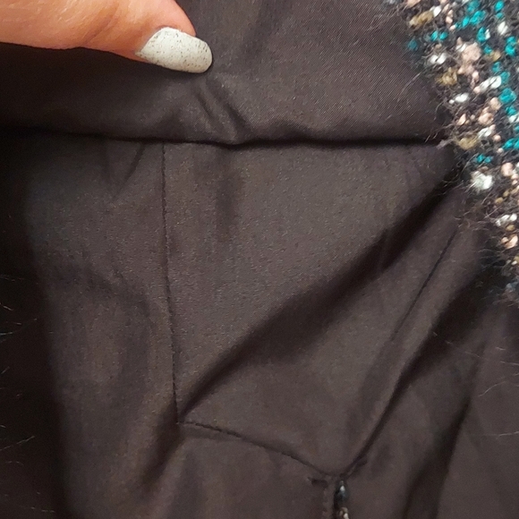 LOFT Tweed Skirt Size 4. Black, White, Brown and Blue / Teal Color - Picture 6 of 6